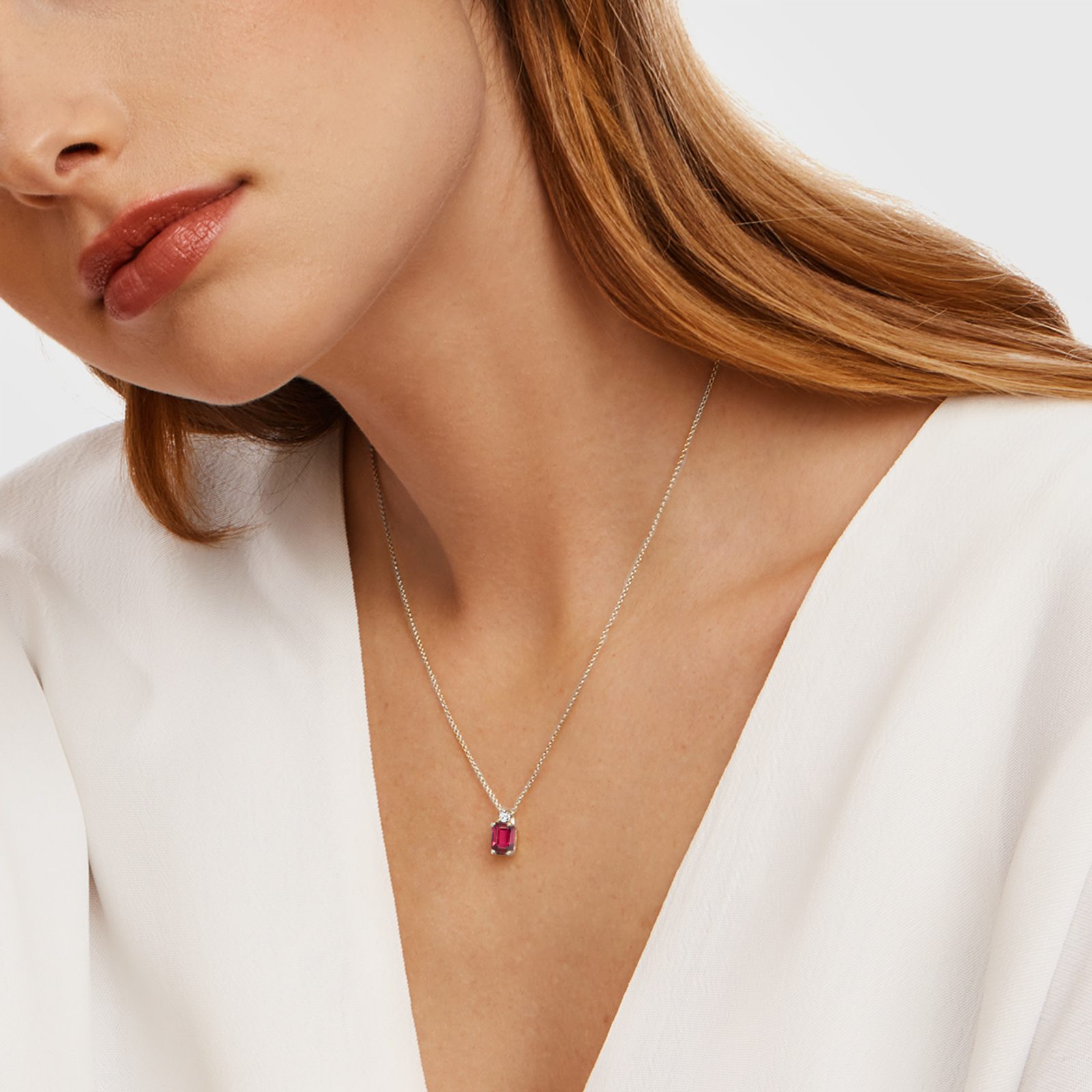 Emerald cut ruby necklace discount