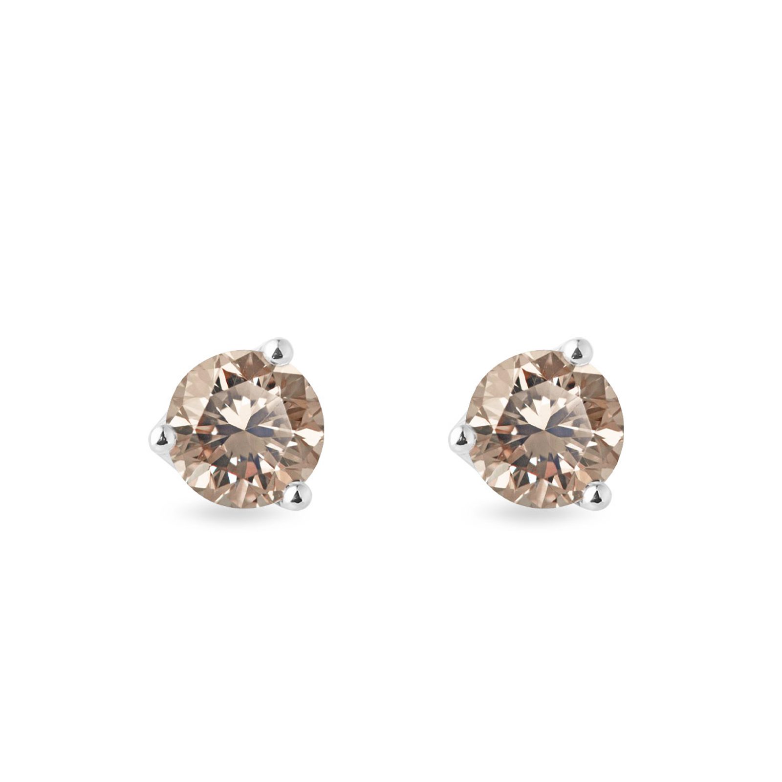 Champagne Diamond Stud Earrings in White Gold | KLENOTA Champagne Diamond Stud Earrings in White Gold | KLENOTA