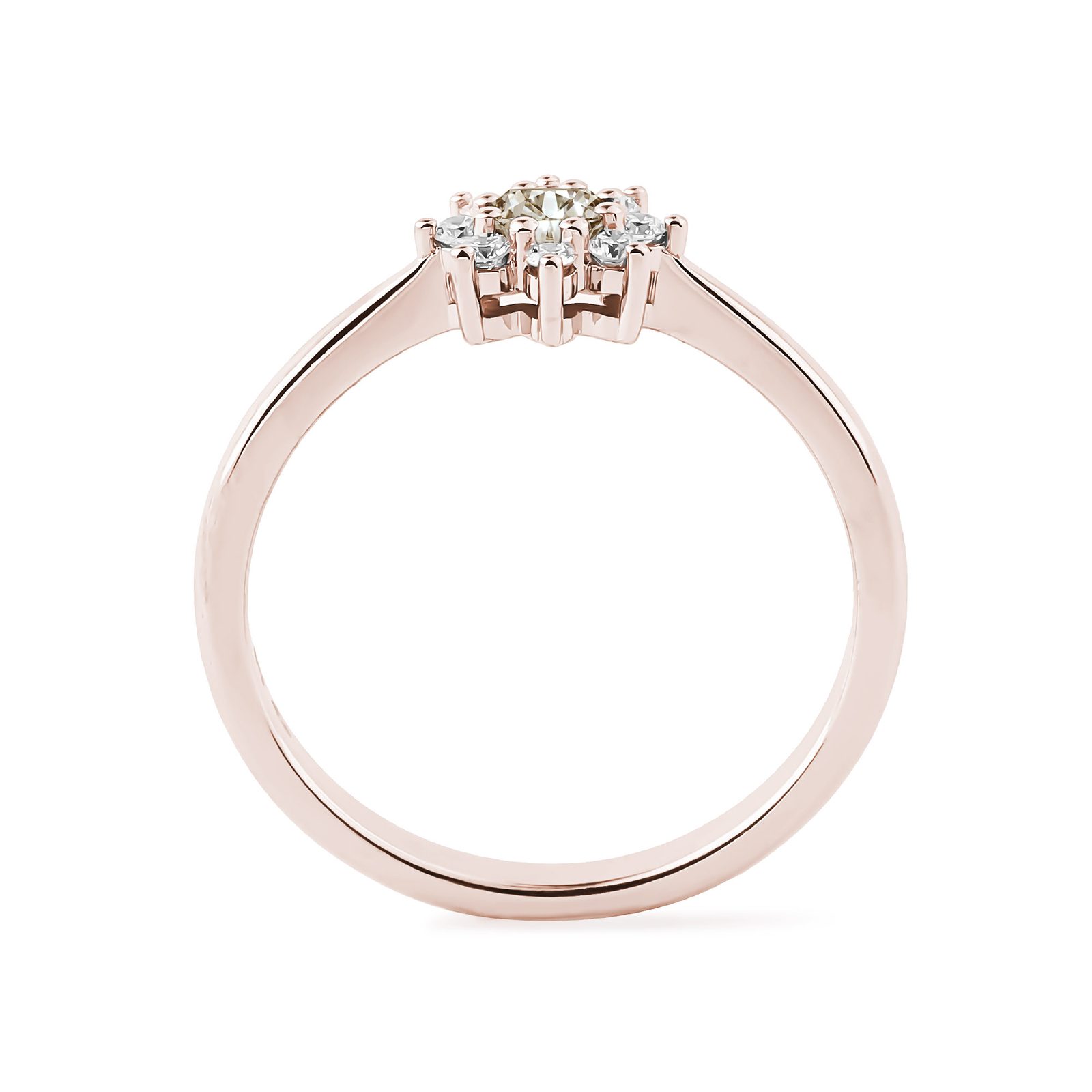 Champagne Diamond Flower Ring in Rose Gold | KLENOTA