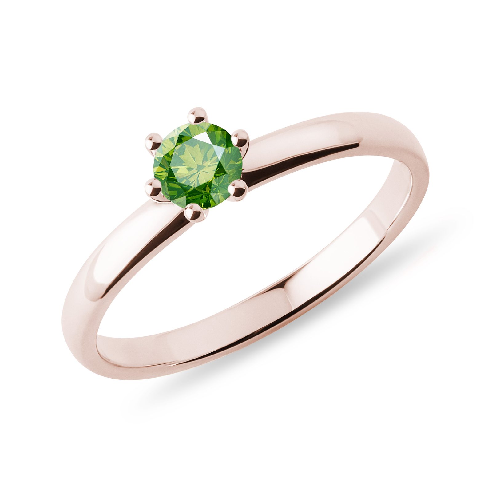 Bague en or rose avec diamant vert KLENOTA