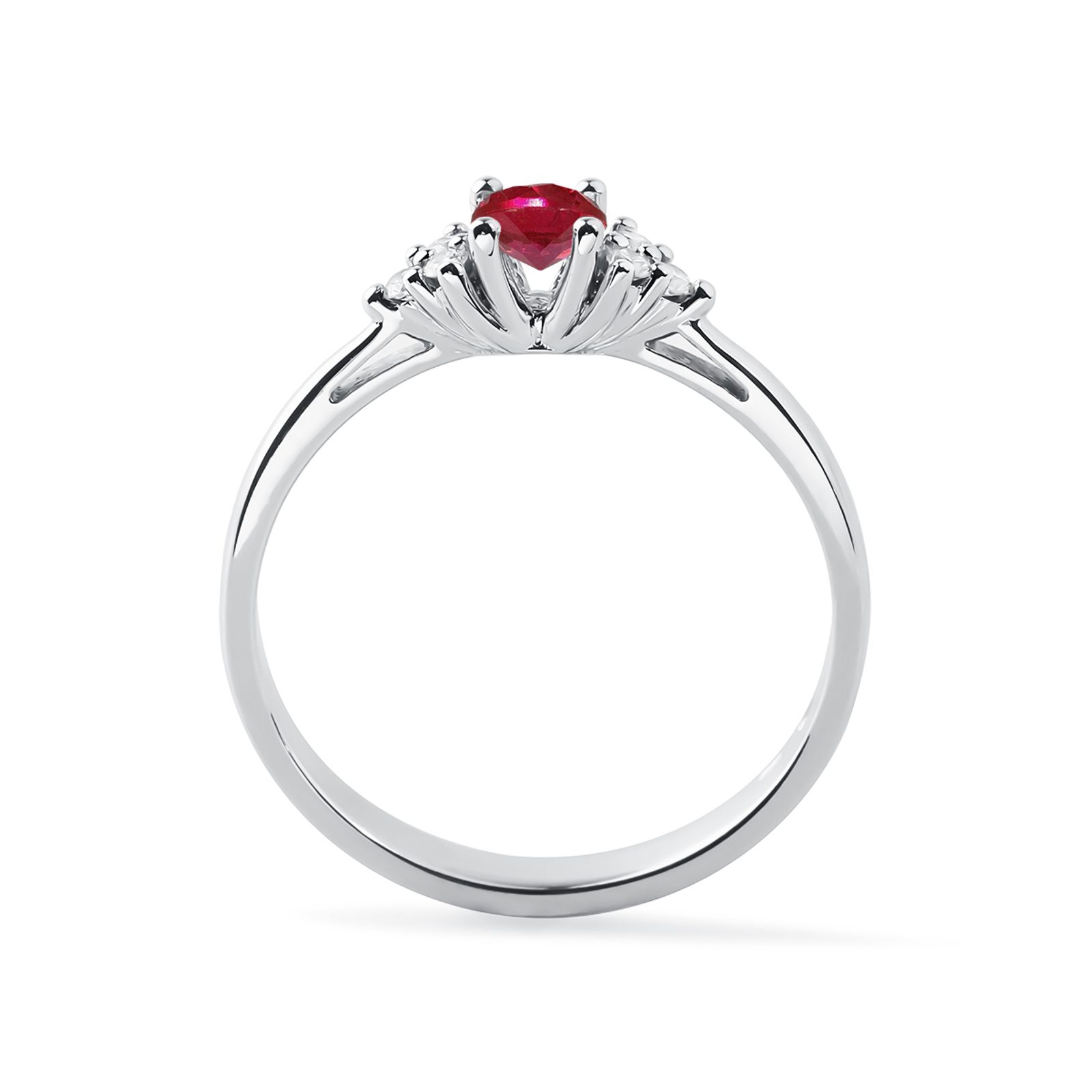 Bague Or Blanc 585 14 Carats Avec Rubis Et Diamant - Taille 54, Ajustable, Neuf