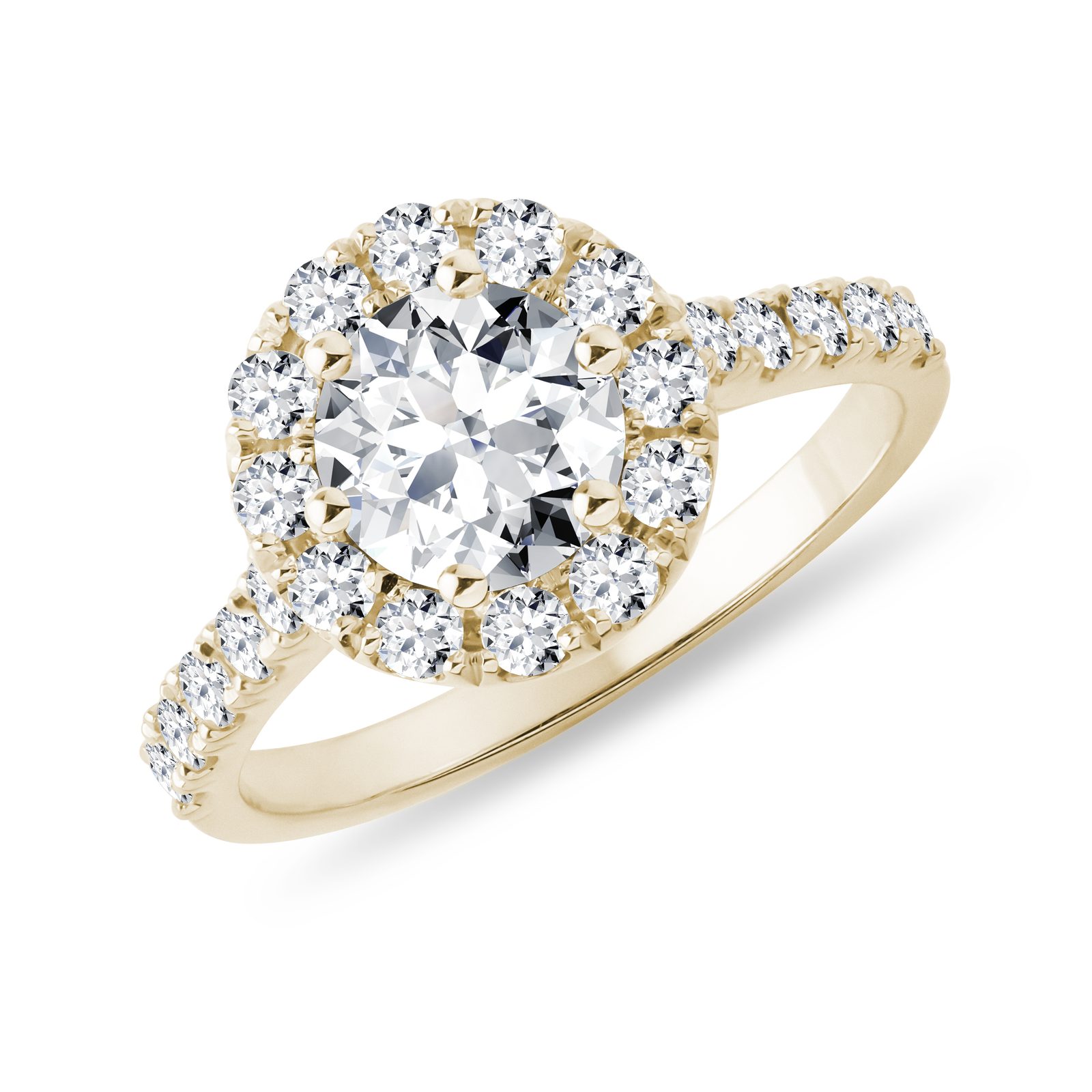Halo Ring aus 14kt Gelbgold mit Diamant