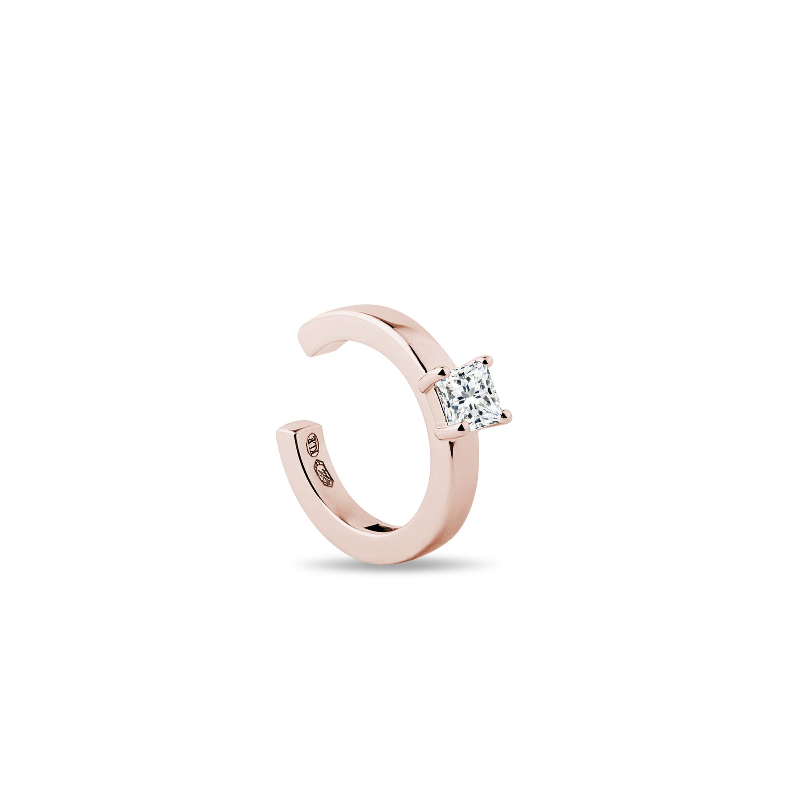 Ear Cuff mit Diamant im Prinzess Schliff in 14kt Rosegold KLENOTA