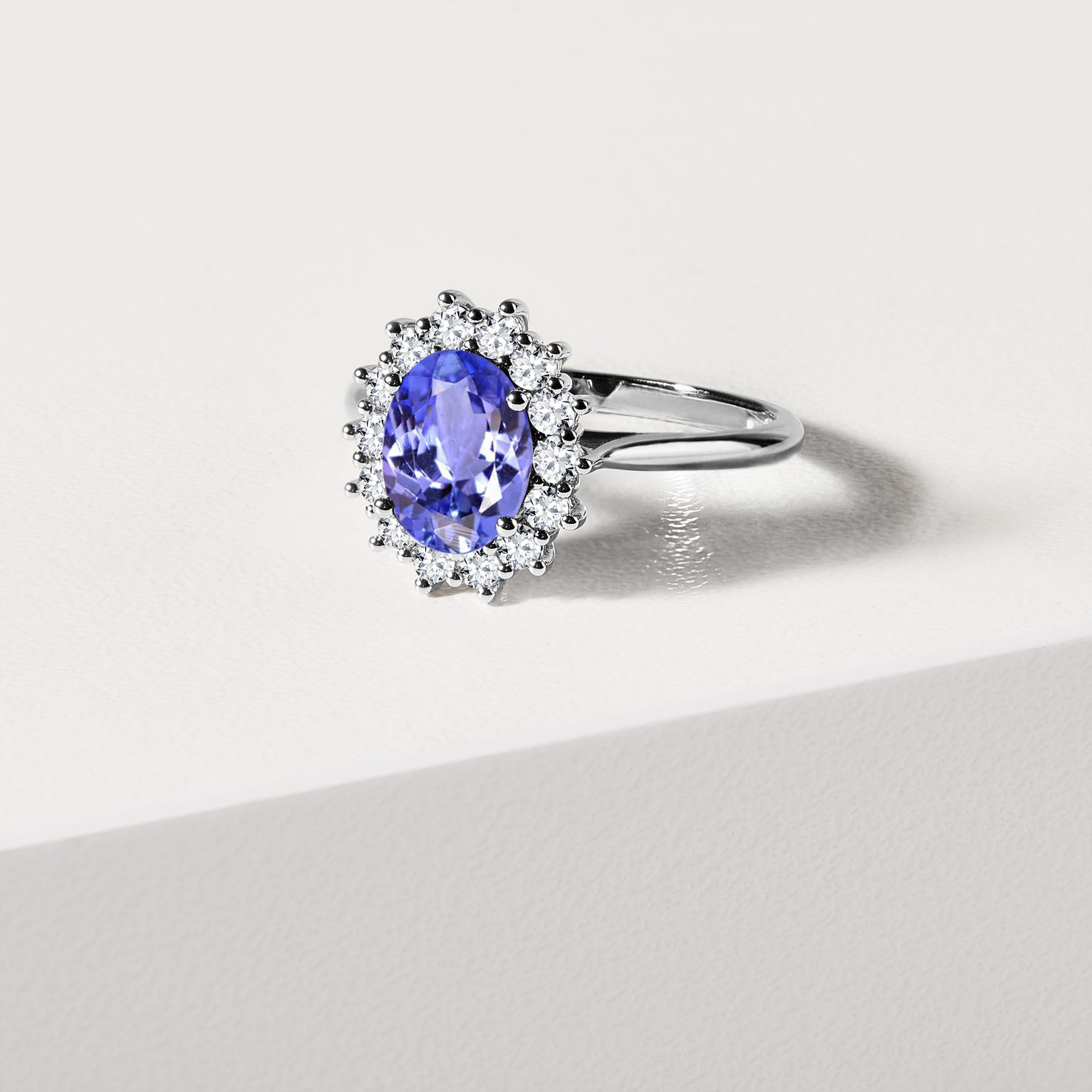 4.72ct Tanzanite And 0.20ct Diamonds, 14K White Gold Ring At