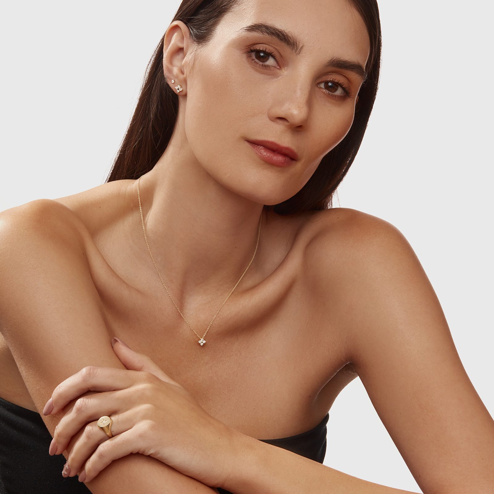 Yellow Gold and Diamond Four-leaf Clover Jewelry Set | KLENOTA