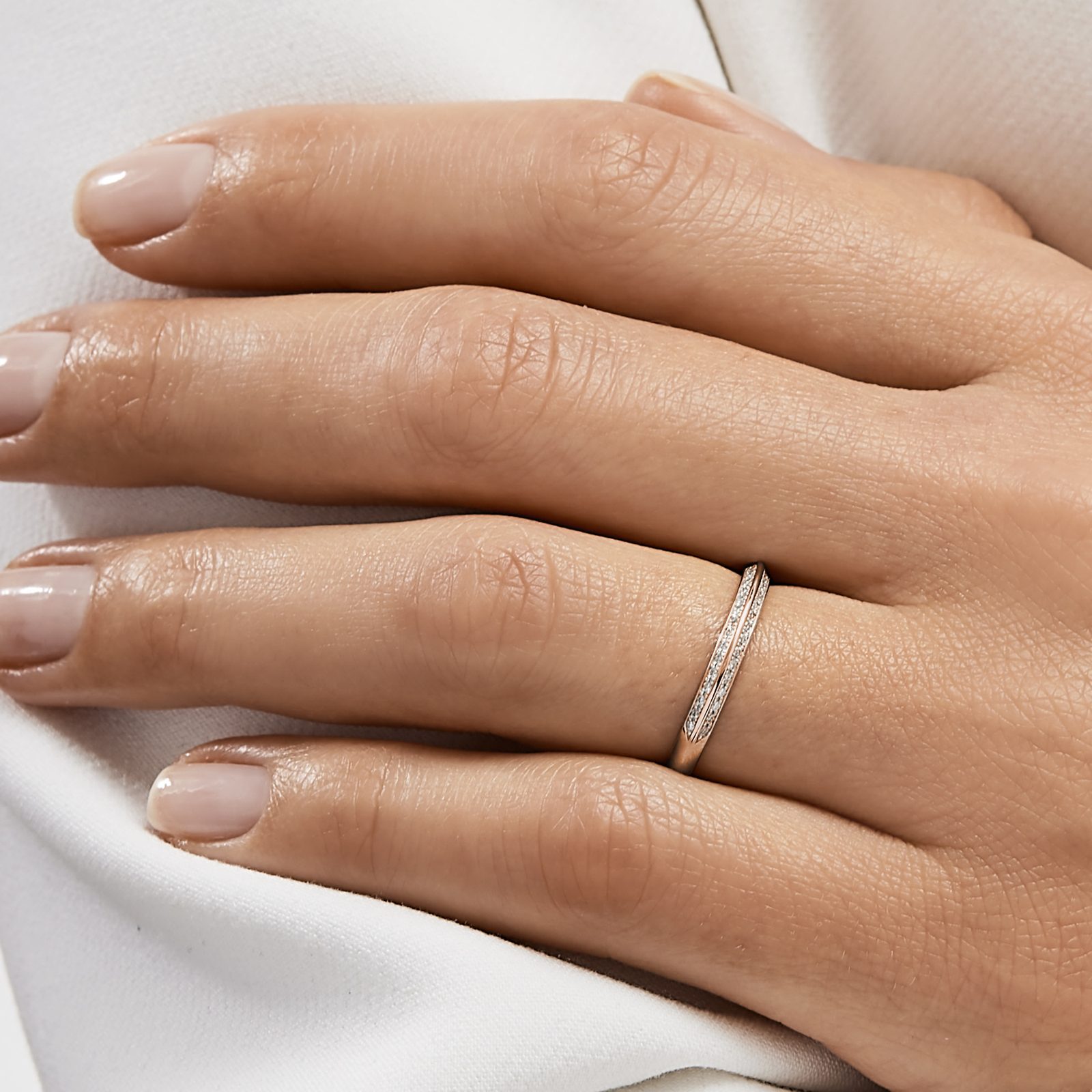 Rose gold double band engagement ring new arrivals