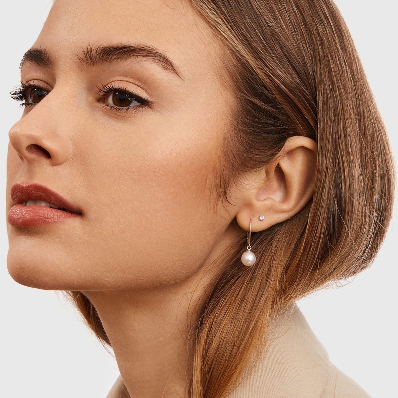 [STONE HENgE] 14K ROSE GOLD☆Gyeol FreshWaterPearl Earrings 6.5-7.0 mm AAA Pink to Peach Freshwater Pearl Stud Earrings