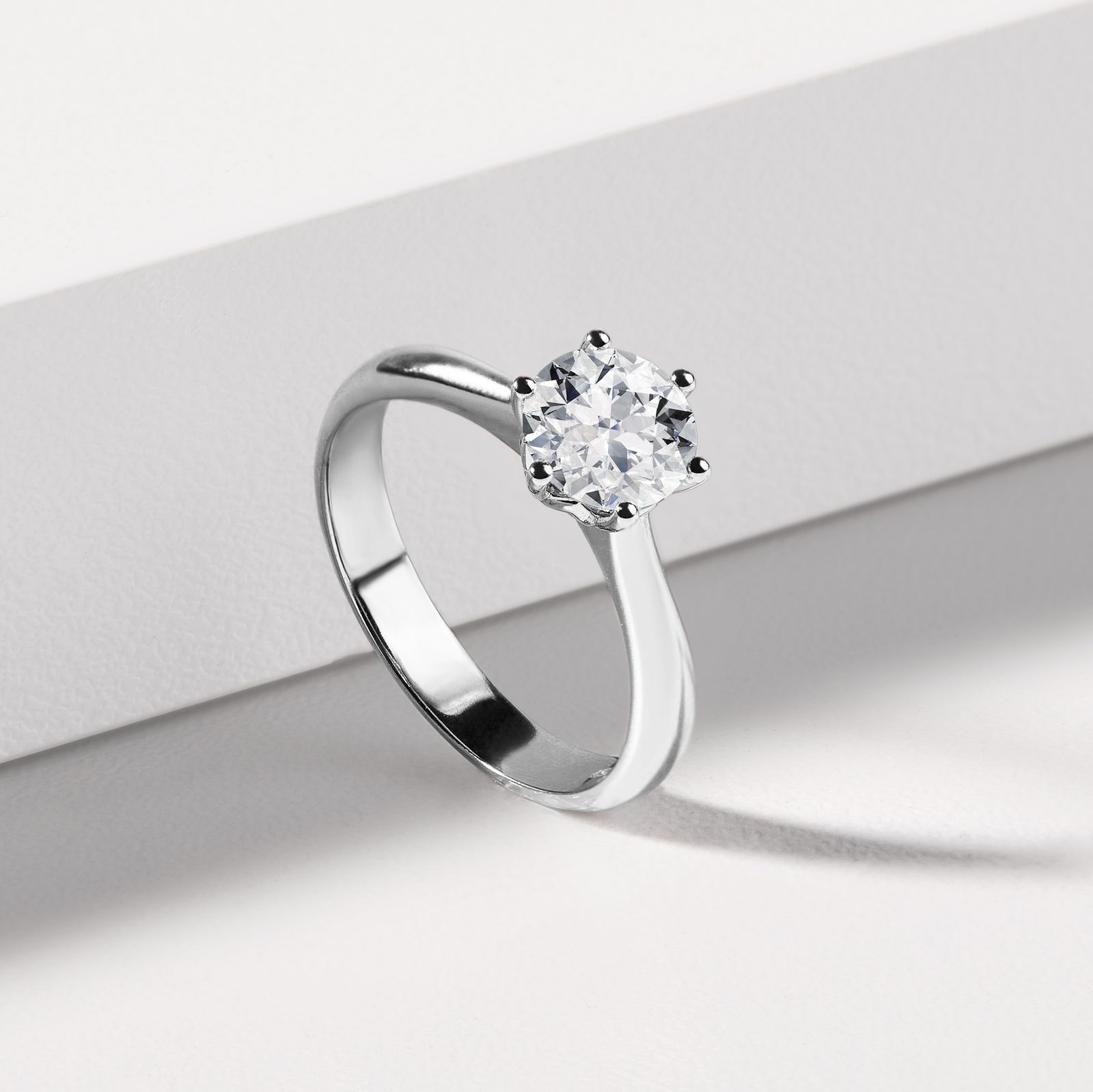Bague Solitaire Or Blanc 14 Carats Avec Diamant Naturel 1.24 Carat Couleur Fantaisie Marron - Taille 54 - Neuf Avec étiquettes