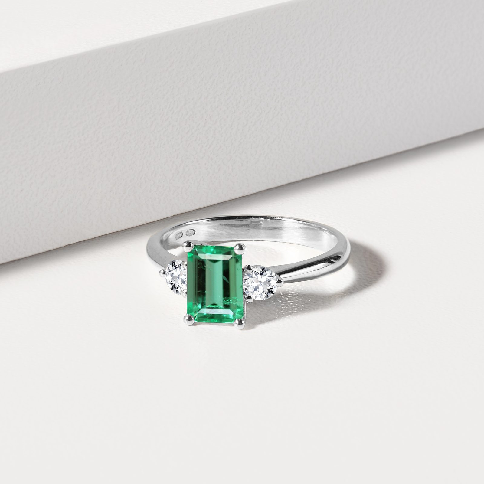 Bague En Or, Diamant Baguette, émeraude Naturelle Taille Octogonale Bague Diamant %c3%a9meraude