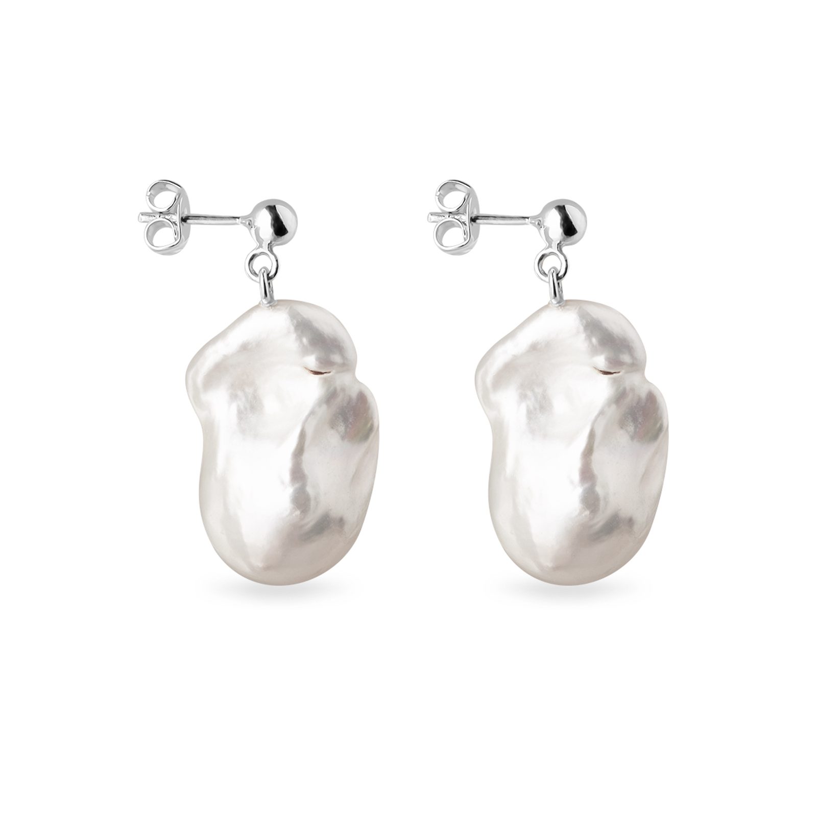 【HYERES LOR】22FW★ Noailles Baroque Pearl Earrings 10mm Genuine 10-11mm White Akoya Baroque Pearl Pearl Earrings AAA