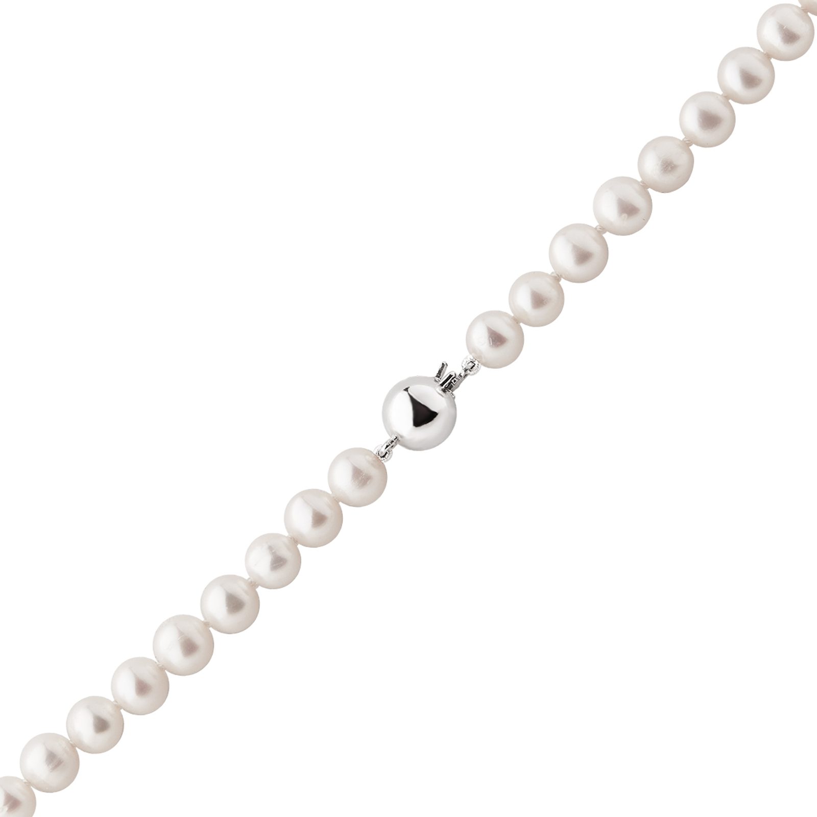 Collier Vintage Années 50 En Perles D’eau Douce - Fermoir Argent 835 Floral - Origine Europe