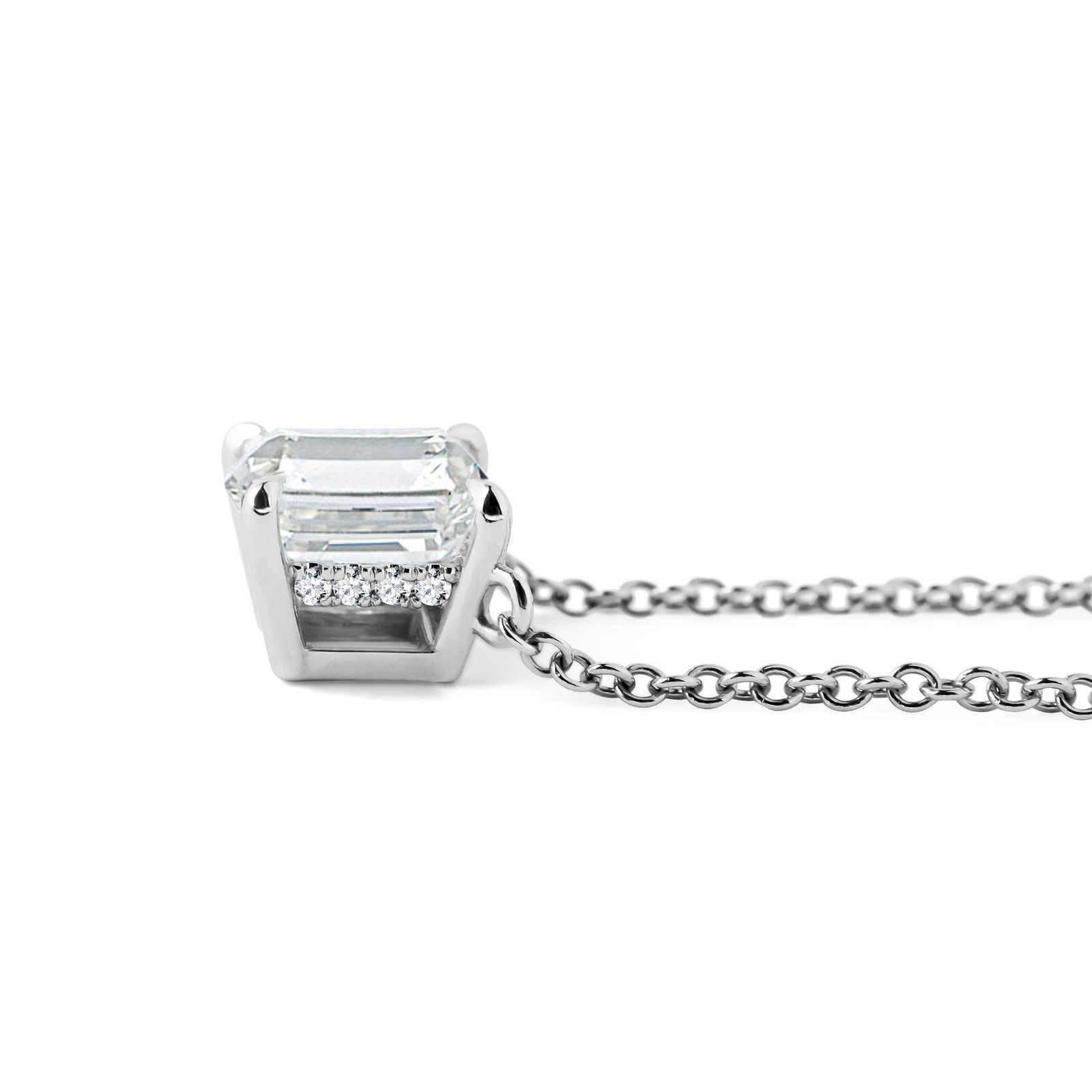 Collier Ancien Or Blanc Avec Cristaux Taillés Et Pampille - Modèle 617 - Occasion