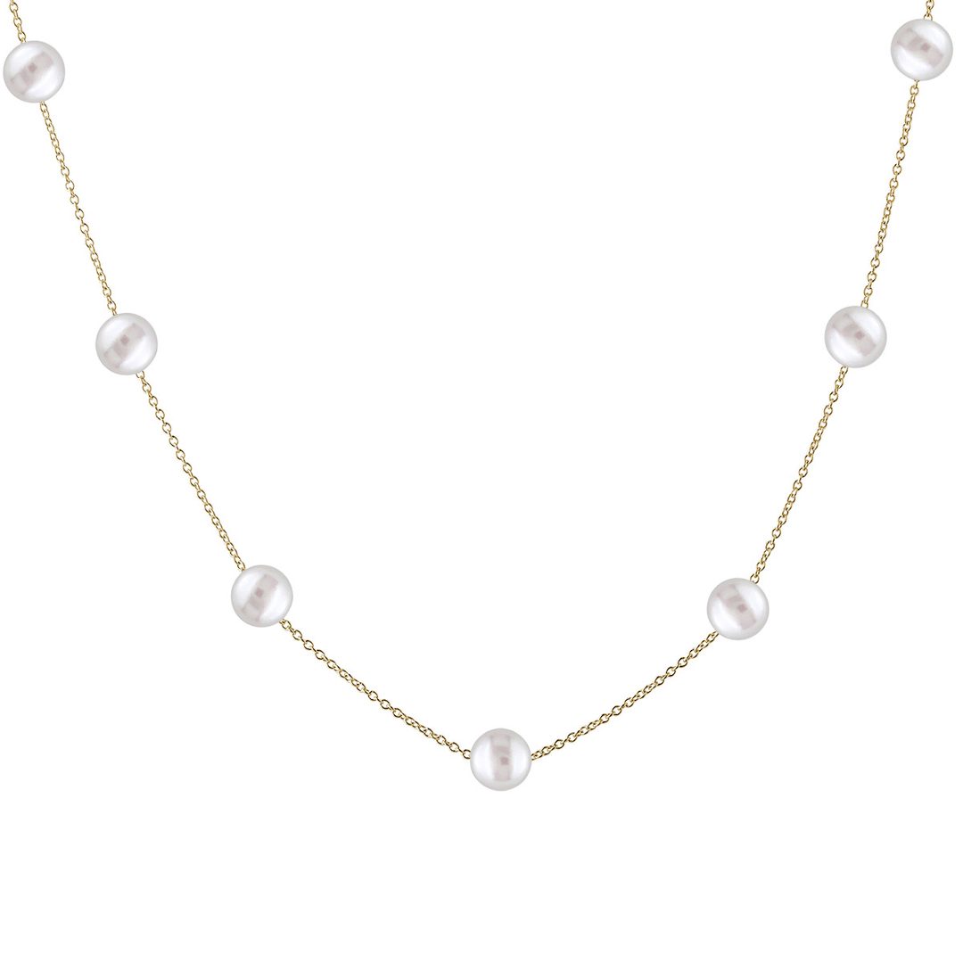Elegant Pearl Necklace with Yellow Gold Clasp