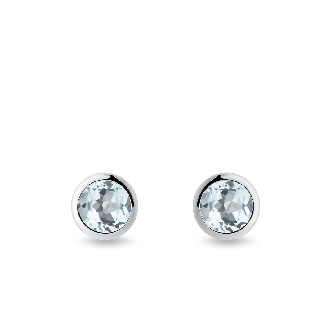 Boucles D'oreilles Pendantes Or Blanc 18k - Aigue-marine Naturelle Et Diamants, Dormeuses, Neuves étiquetées