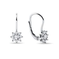 Diamond Flower White Gold Earrings | KLENOTA