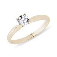 Bague De Fiançailles Diamants 0,58 Ct Or Jaune 18K - Ronde Brillante, Taille Naturelle, Certifiée, Marque Jisha