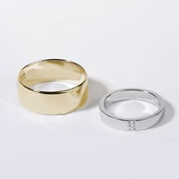 Yellow and white gold wedding rings - ring for her with diamonds