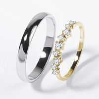 White and yellow gold wedding rings - ring for her with diamonds