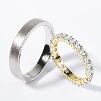 White and yellow gold wedding rings - ring for her with diamonds