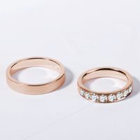 Rose gold wedding rings - ring for her with diamonds