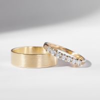 Alliances de mariage en or jaune - pour femme avec diamants