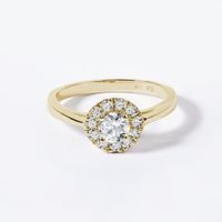 Diamantový HALO zásnubní prsten ve žlutém zlatě