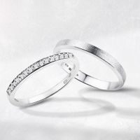 Alliances de mariage en or blanc - pour femme avec diamants