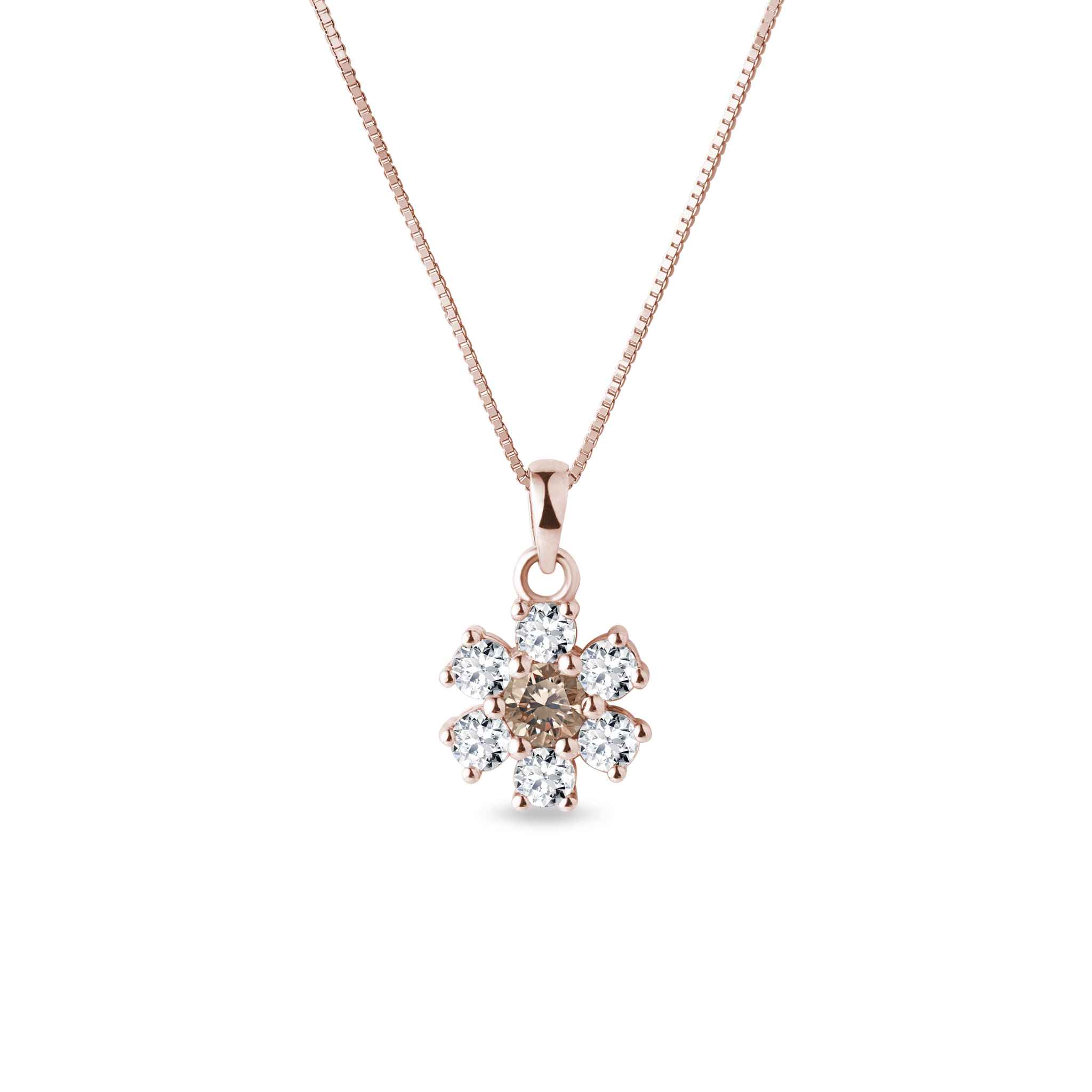 Champagne diamond pendant in 14k rose gold | KLENOTA