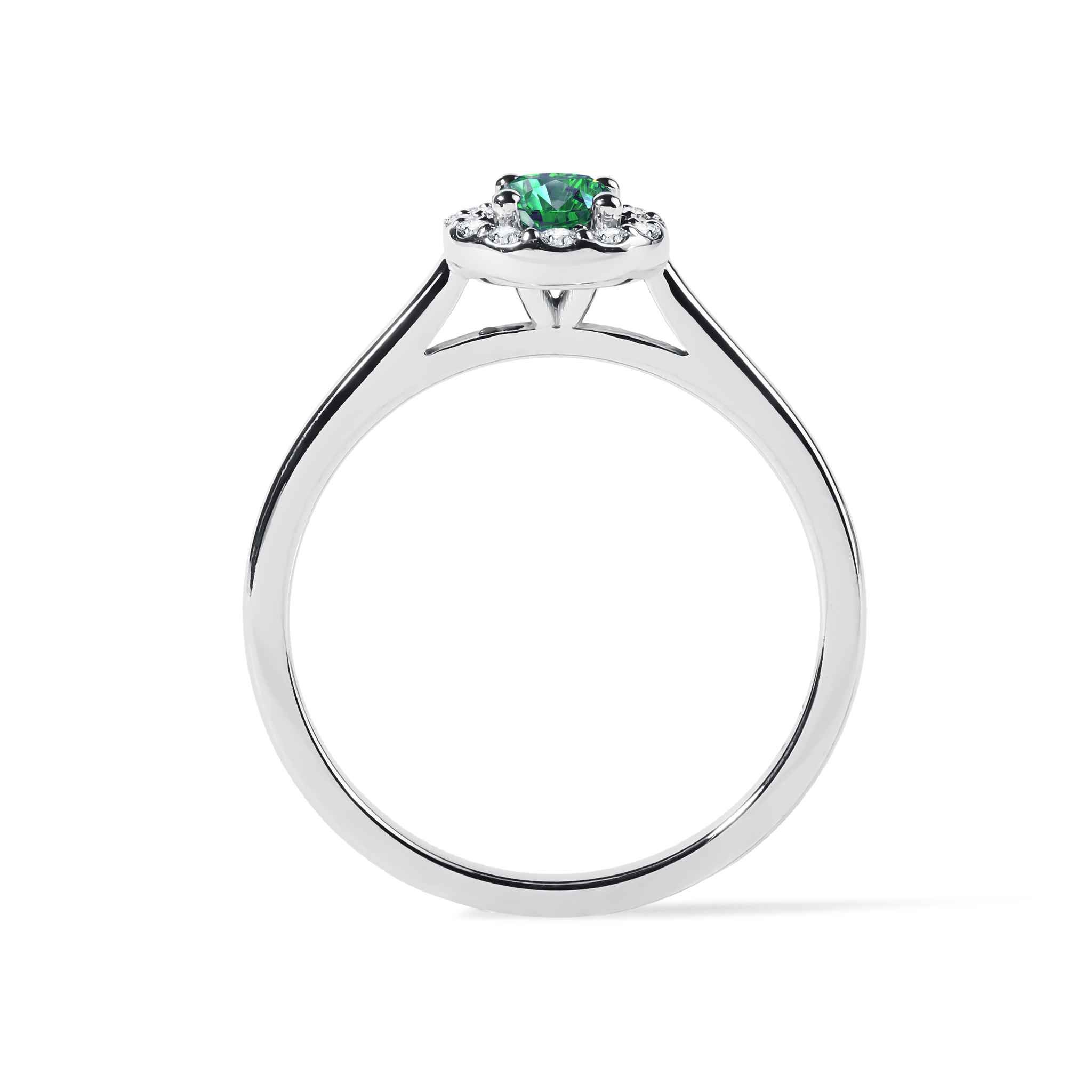 Bague Anniversaire Or Blanc Diamant Et émeraude Naturelle 2,50 Ct