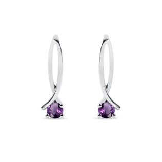 PURPLE AMETHYST RIBBON EARRINGS IN WHITE GOLD - AMETHYST EARRINGS - EARRINGS