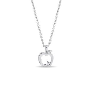 APPLE NECKLACE IN 14K WHITE GOLD - DIAMOND NECKLACES - NECKLACES