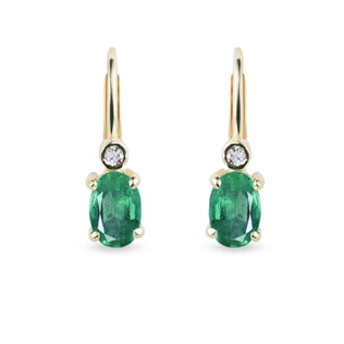 Yellow Gold Earrings with Emeralds and Diamonds