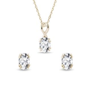 YELLOW GOLD NECKLACE AND EARRING SET WITH DIAMONDS - DIAMOND SETS - FINE JEWELRY