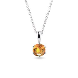 Citrine necklace in white gold