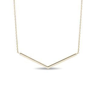 YELLOW GOLD NECKLACE WITH A MINIMAL V PENDANT - YELLOW GOLD NECKLACES - NECKLACES