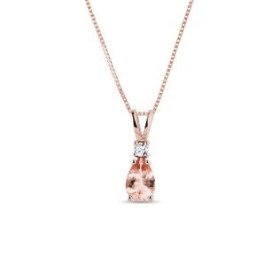 Morganite Necklace Made in Rose Gold with Brilliant