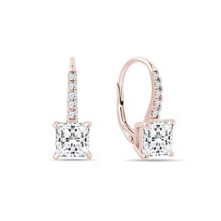 BOUCLES D'OREILLES EN OR ROSE ET DIAMANTS DE SYNTHÈSE - BOUCLES D'OREILLES EN DIAMANT - BOUCLES D'OREILLES