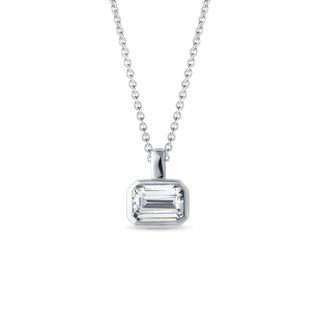 HALSKETTE MIT SMARAGDGESCHLIFFENEM DIAMANTEN IN WEISSGOLD - KETTEN MIT DIAMANTEN - KETTEN