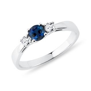 BAGUE EN OR BLANC AVEC DIAMANTS ET SAPHIR - BAGUES DE FIANÇAILLES EN SAPHIR - BAGUES DE FIANÇAILLES