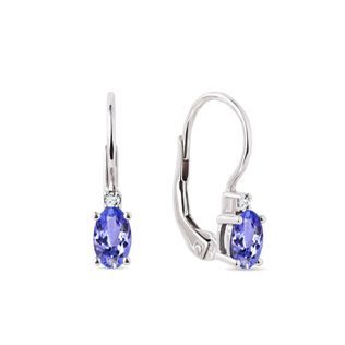 Oval tanzanite and diamond earrings in white gold