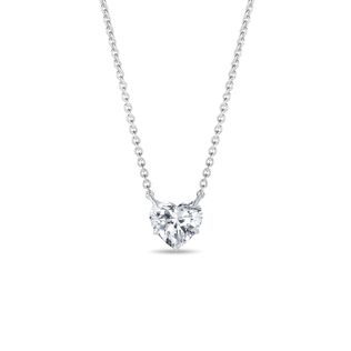 NASZYJNIK Z BIAŁEGO ZŁOTA Z DIAMENTEM W KSZTAŁCIE SERCA - NASZYJNIKI Z DIAMENTAMI - NASZYJNIKI
