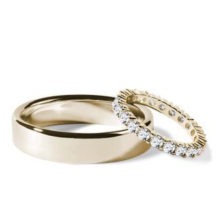 ALLIANCES EN OR AVEC BAGUE ÉTERNITÉ - ENSEMBLE D’ALLIANCES EN OR JAUNE - ALLIANCES DE MARIAGE