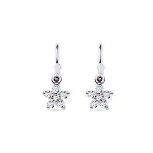 BOUCLES D'OREILLES ÉTOILES EN OR BLANC AVEC DIAMANTS - BOUCLES D'OREILLES POUR ENFANTS - BOUCLES D'OREILLES