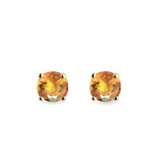 BOUCLES D'OREILLES EN OR JAUNE SERTIES DE CITRINES - BOUCLES D'OREILLES EN CITRINE - BOUCLES D'OREILLES