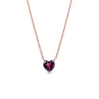 COLLIER CŒUR AVEC RHODOLITE EN OR ROSE - COLLIERS AVEC GEMMES - COLLIERS