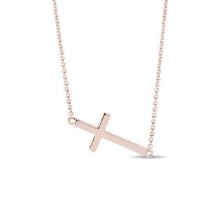 COLLIER AVEC CROIX EN OR ROSE - COLLIERS EN OR ROSE - COLLIERS