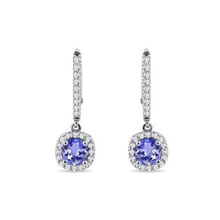 Brilliant Earrings with Tanzanites in White Gold
