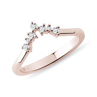 CHEVRON RING WITH SEVEN DIAMONDS IN ROSE GOLD - WOMEN'S WEDDING RINGS - WEDDING RINGS