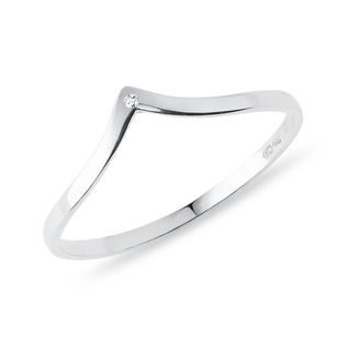 PRSTÝNEK Z BÍLÉHO ZLATA S DIAMANTEM - PRSTENY S DIAMANTY - PRSTENY