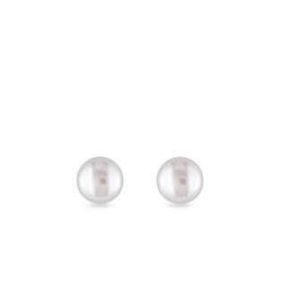 FRESHWATER PEARL STUD EARRINGS IN YELLOW GOLD - PEARL EARRINGS - PEARL JEWELRY